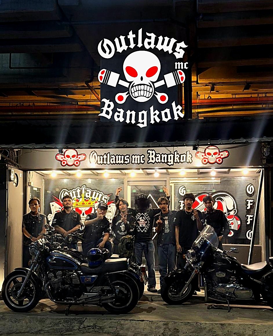 High 1%er and Our Supporter in front of the Outlaws MC Bangkok clubhouse.